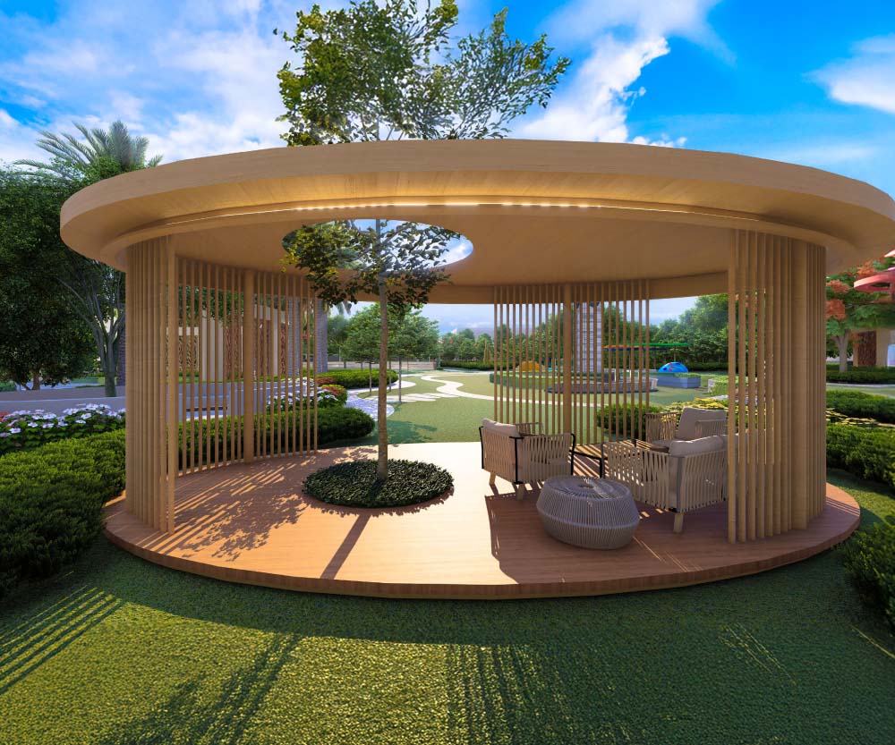 Panoramic valley view from interior lounge